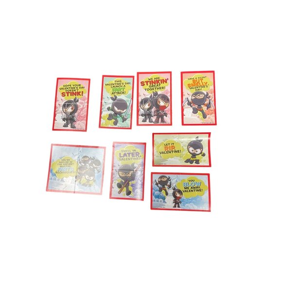 Fart Ninjas 32 Valentines Cards & Scented Tattoos Set For Kids (Box not included - Picture 3 of 6